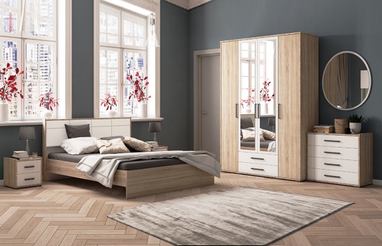 Спальня Соната комод дуб сонома/белый