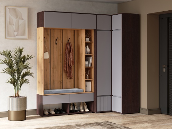 Модульная прихожая Прага Венге/Графит софт