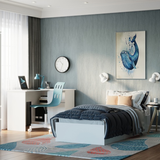 МС Мори Кровать КРМ 900.1/1 (МП/3) Белый