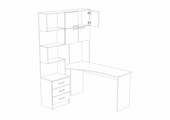 Компьютерный стол №1 Правый Ясень Шимо Темный/Ясень Шимо Светлый