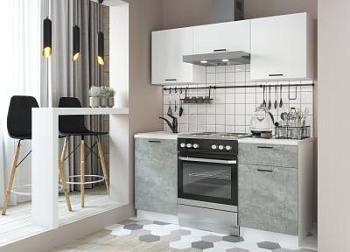 Кухонный гарнитур Дуся 2М 1,6м Цемент / Белый бриллиант