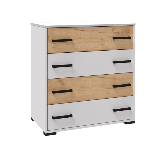 Спальня Лючия комод белый/дуб крафт золотой