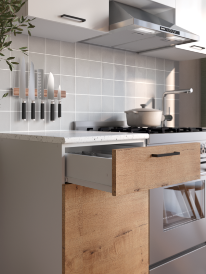 Кухонный гарнитур Дуся 2М 1,6м Дуб бунратти / Белый бриллиант