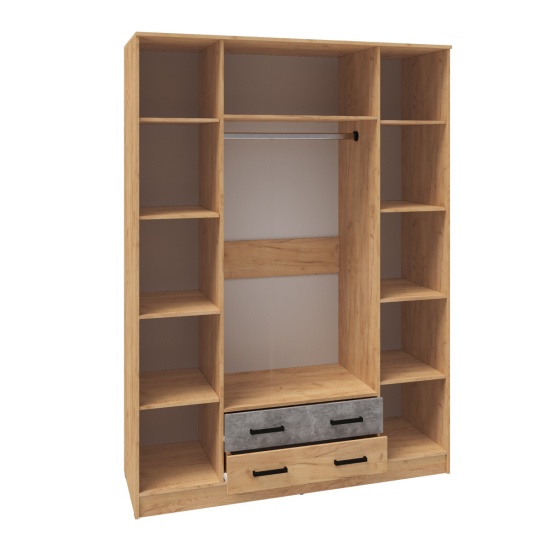 Спальня Асти шкаф 4-х ств дуб крафт золотой/ателье светлое