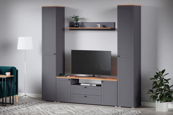 Модульная гостиная Остин графит/дуб золотой