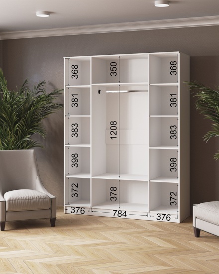 Шкаф комбинированный Ларс (1,6) без зеркала белый