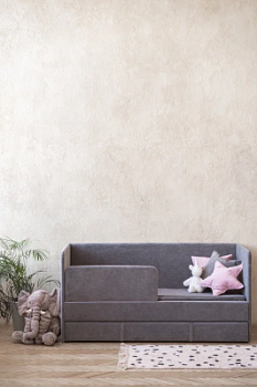 Детский диван-кровать 160х80 см Happy темно-серый с матрасом, чехлом, ящиком и бортиком, кровать детская от 3х лет