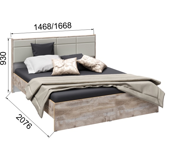 Спальня Соната кровать (1,6м) дуб крафт золотой/белый