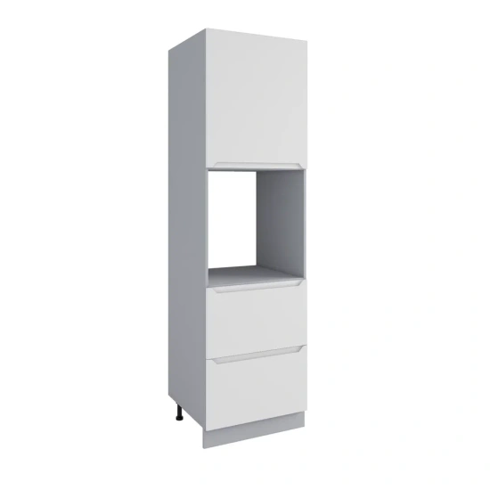 Пенал с нишей под духовку и ящиками Тренто Белая кожа ПНЯ 600 правый