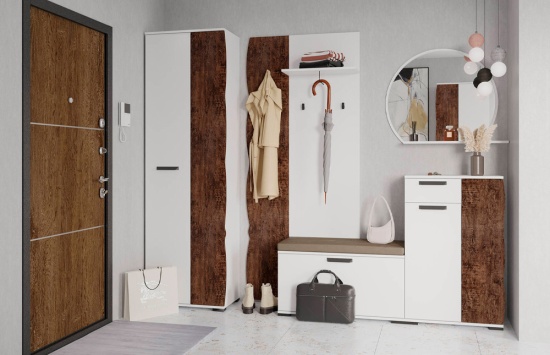 Прихожая Арбе Шкаф платяной белый/палермо бруно