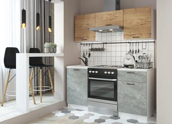 Кухонный гарнитур Дуся 2М 1,6м Дуб бунратти / Цемент