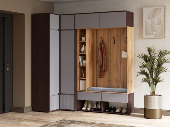 Модульная прихожая Прага Венге/Графит софт