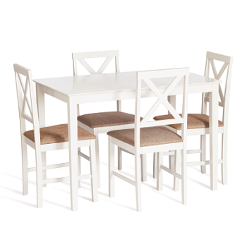 Обеденный комплект Хадсон (стол + 4 стула)/ Hudson Dining Set ivory white (слоновая кость)