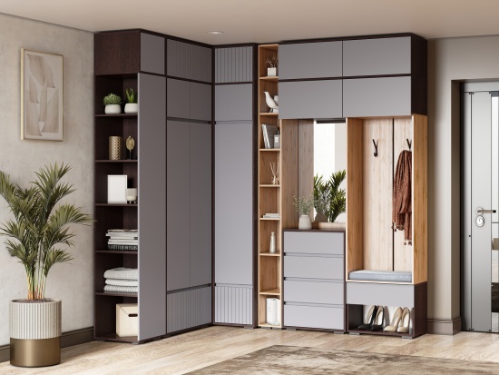 Модульная прихожая Прага Венге/Графит софт