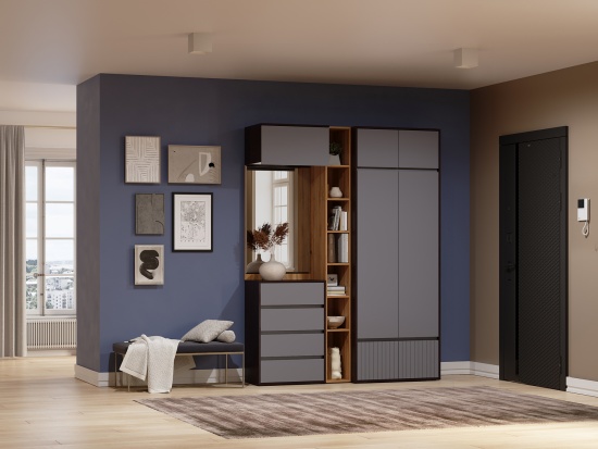 Модульная прихожая Прага Венге/Графит софт