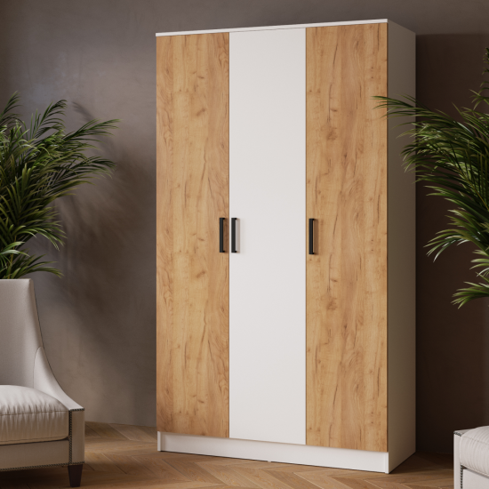 Шкаф комбинированный Ларс (1,2) без зеркала белый/дуб крафт золотой