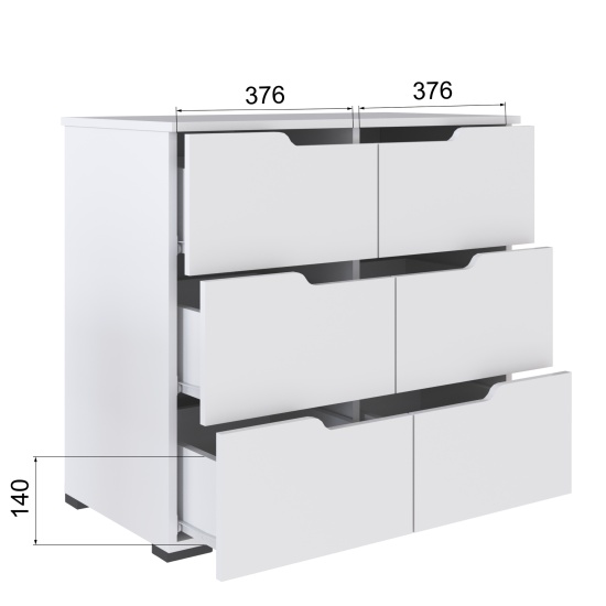 Комод КМ-3 дуб крафт табачный/дуб крафт белый