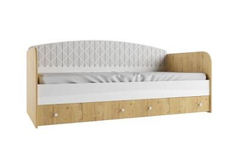 Сканди Кровать с ящиками Дуб бунратти / Белый гл