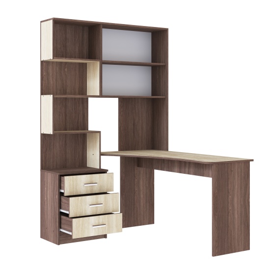 Компьютерный стол №1 Правый Ясень Шимо Темный/Ясень Шимо Светлый