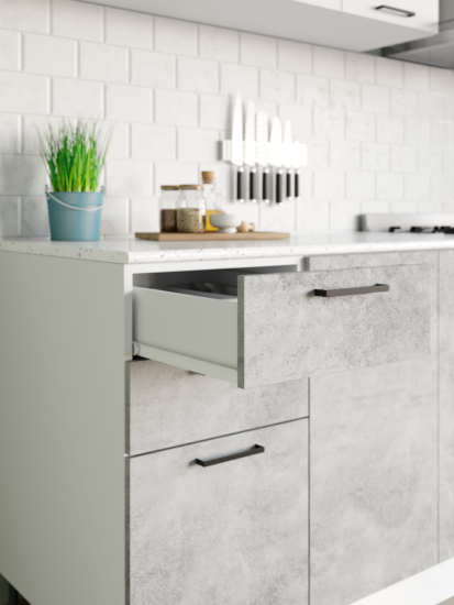 Кухонный гарнитур Дуся М 2м Цемент / Белый бриллиант