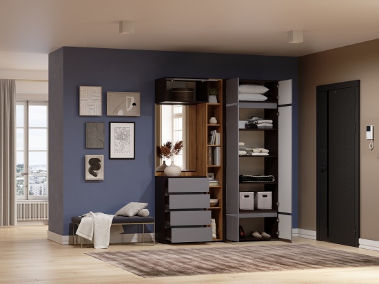 Модульная прихожая Прага Венге/Графит софт