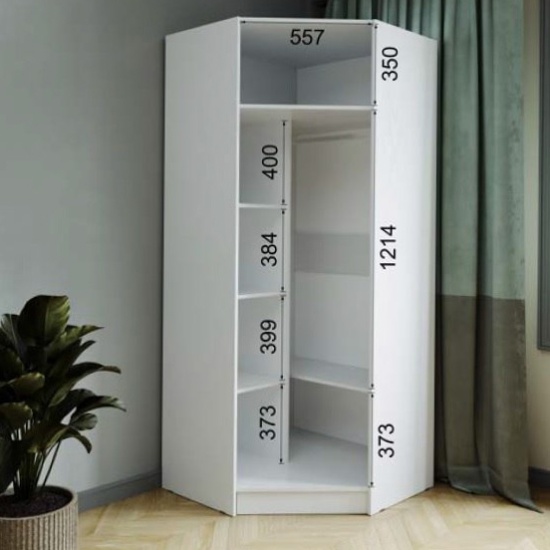 Шкаф комбинированный Ларс угловой угол скос белый