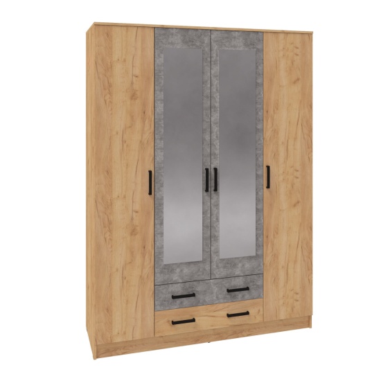 Спальня Асти шкаф 4-х ств дуб крафт золотой/ателье светлое