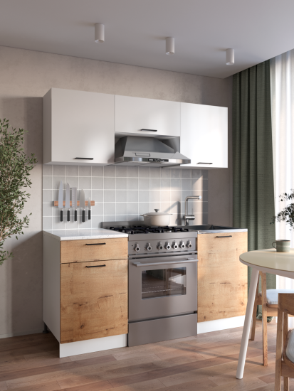 Кухонный гарнитур Дуся 2М 1,6м Дуб бунратти / Белый бриллиант