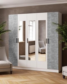 Шкаф комбинированный Ларс (2,0) с зеркалом белый/ателье светлое