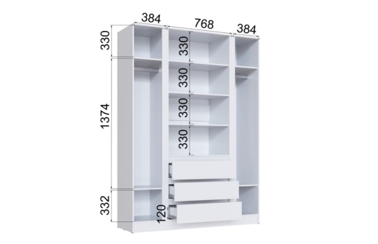 Спальня Мэнкс Шкаф 4-х створчатый  МСШ-25 белый