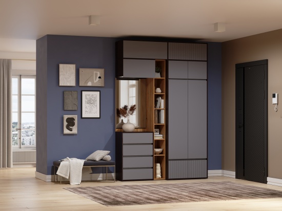 Модульная прихожая Прага Венге/Графит софт