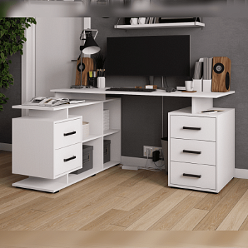 Компьютерный стол угловой СКМУ-3 белый