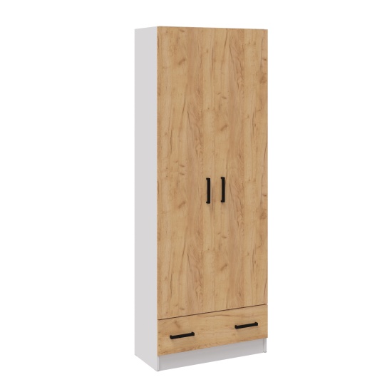 Прихожая Кевин шкаф 2х-ств. белый/дуб крафт золотой