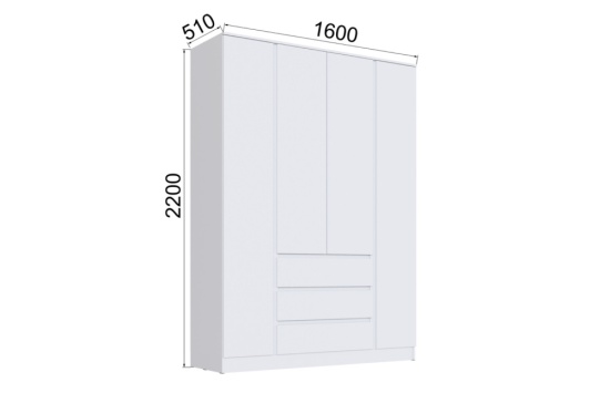 Спальня Мэнкс Шкаф 4-х створчатый  МСШ-25 белый