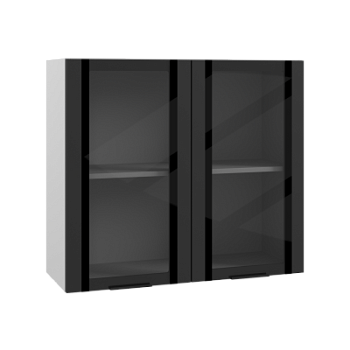 Верхний шкаф вклеенное стекло ПВС 800 Черный