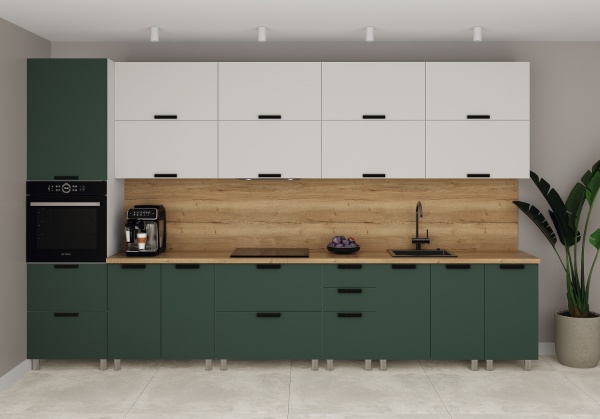 Модульная кухня Лаванда Изумруд / Молочный