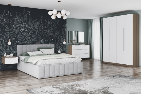 Кровать Лана (М) 1,6 Серый Софт