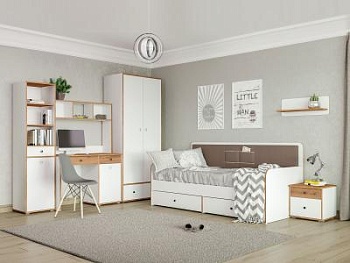 Модульная молодежная Вуди белый/дуб золотой