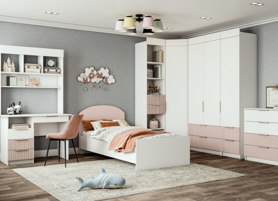 МС Лавис Комод КМД 800.1 Белый/Белый софт-Роза