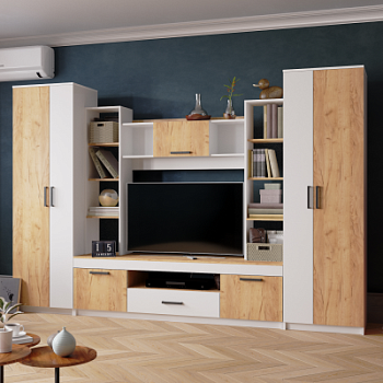 Гостиная Сидней-2 белый/дуб крафт золотой