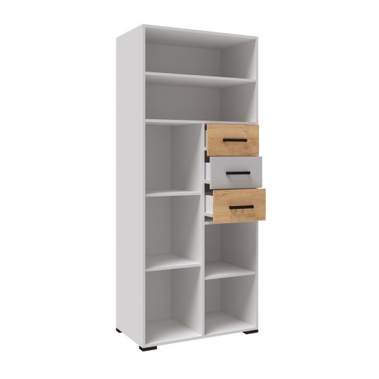 Спальня Лючия стеллаж книжный белый/дуб крафт золотой