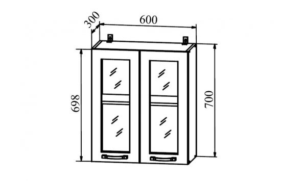 Олива Шкаф верхний со стеклом ПС 600 Хамелеон металлик