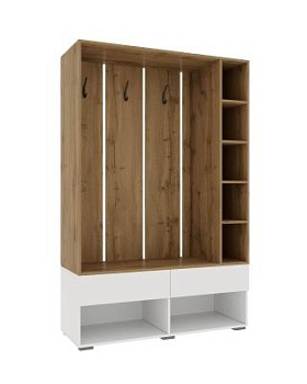 Прихожая Прага Тумба с вешалкой белый/дуб вотан