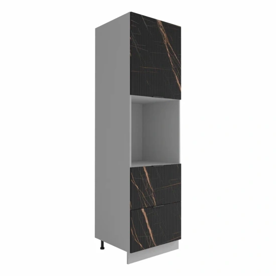 Пенал с нишей под духовку и ящиками Монца Кварц черный ПНЯ 600