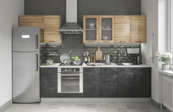 Модульная кухня Лофт Дуб цикорий / Бетон тёмный