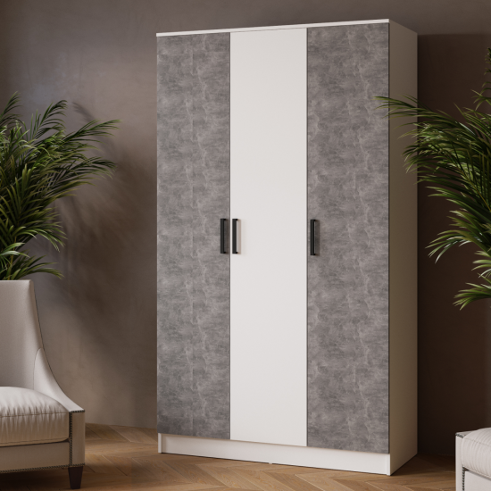 Шкаф комбинированный Ларс (1,2) без зеркала белый/ателье светлое