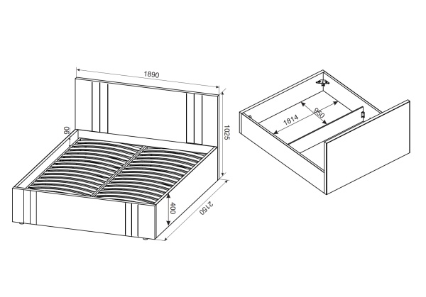 Кровать Леванте 1,8 Графит