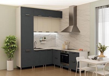 Модульная кухня Лилия Сталь / Крем