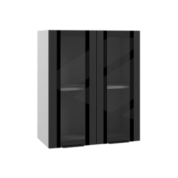 Верхний шкаф вклеенное стекло ПВС 600 Черный