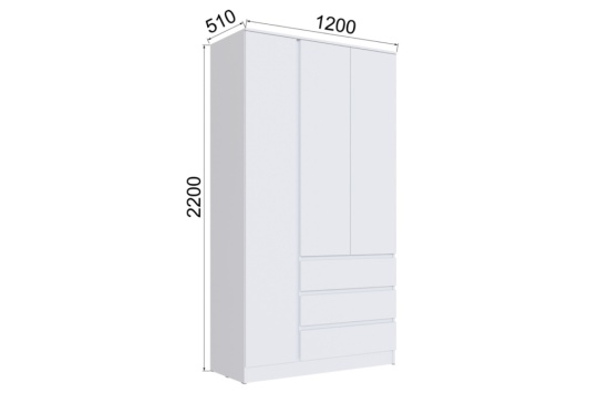 Спальня Мэнкс Шкаф 3-х створчатый  МСШ-24 белый
